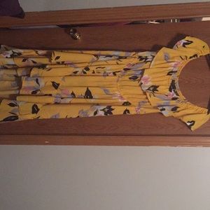 Floral off the shoulder dress. High/low bottom